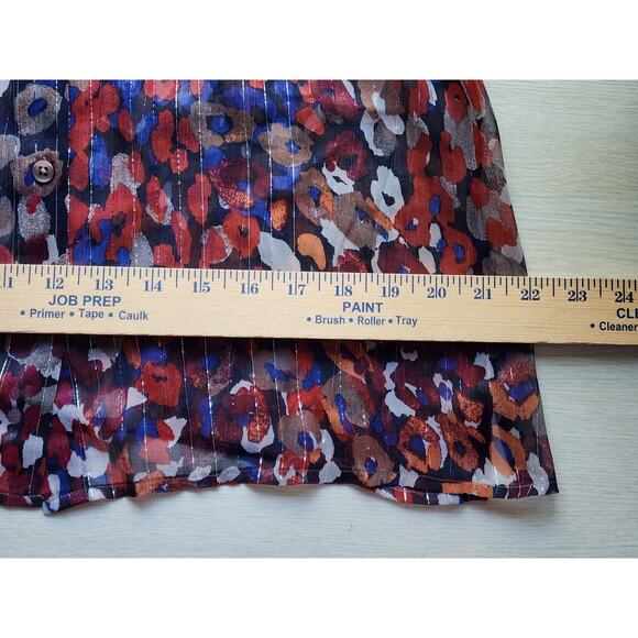 TOP/BLOUSE-CHICO'S-Multi Color-Silver Glimmer Pinstrip-Shirt Style-Chico's 1/SM - Picture 11 of 16